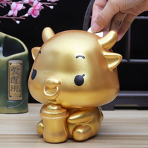 Small Gold Bull Deposit Money Pot Bull Storage Money Pot Zodiac Bull Year Gift Savings Jar Save Money Jar Children Boy Living Room