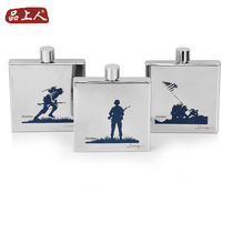 304 stainless steel soldier mirror light jug Portable portable 2 oz white wine bottle small kettle outdoor wine gift funnel