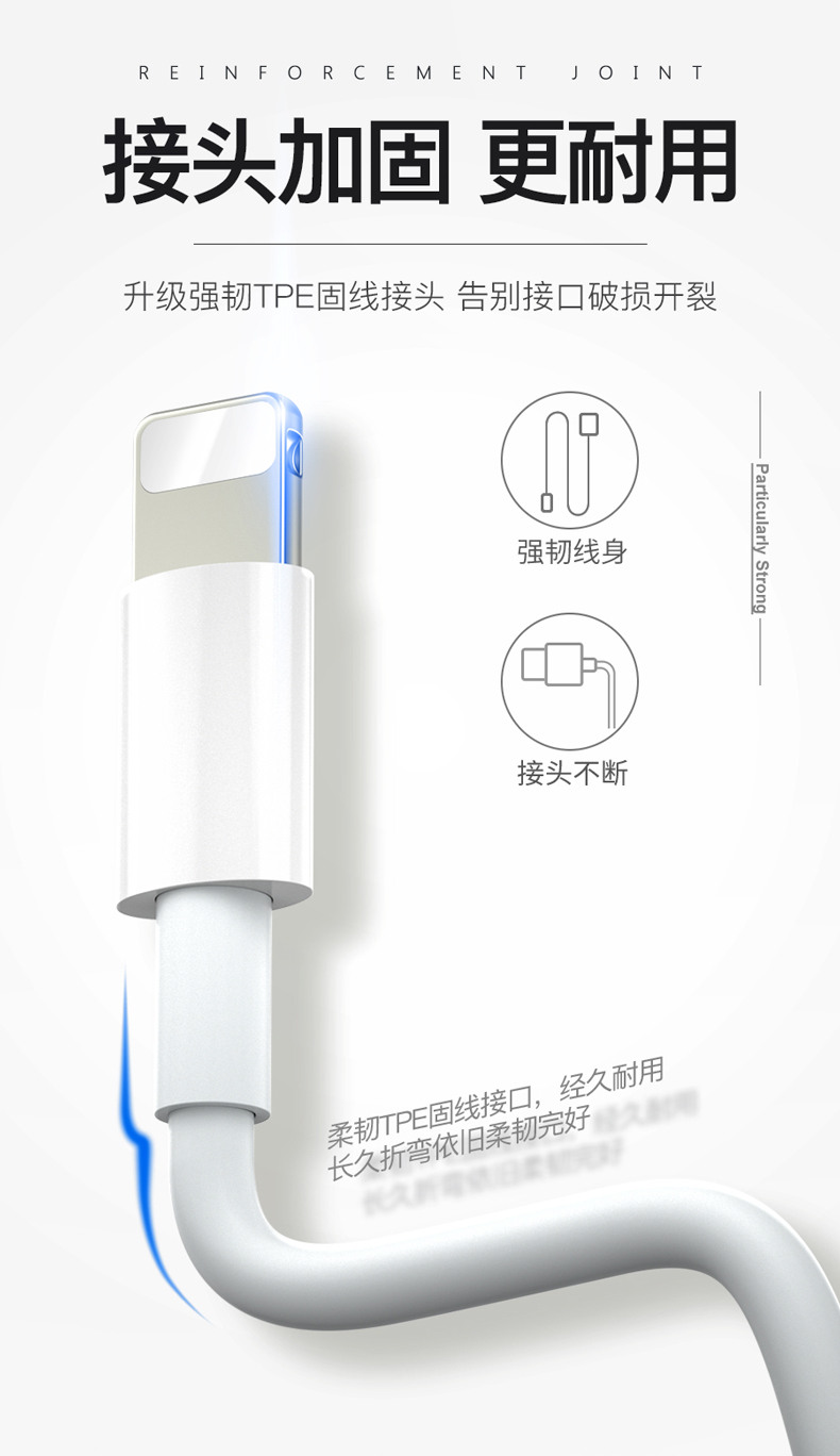 适用苹果xr手机数据线正品iphone6s苹果7 8plus xsmax加长3米六七天猫旗舰店短ipad快充线苹果5s充电线器原封商品详情图