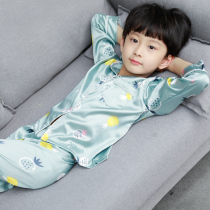 Childrens pajamas boys New Ice Silk thin long sleeves spring and autumn cotton summer day boy air conditioning home clothing set