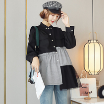 Maternity shirt Spring and autumn new clothes worn by small pregnant mothers Spring fashion hot mom personality foreign style top