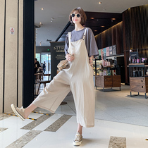 Pregnant Woman Pants Spring Summer Thin style Stylish Summer 2022 Casual Loose Summer Big Code 90% Wide Leg Back Strap Pants