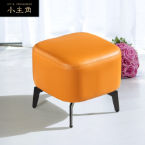 Leather sofa stool foot change shoe stool door light luxury net red creative small leather stool low stool footrest balcony home