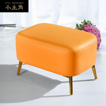 Light luxury sofa stool living room foot change shoe stool home door rectangular leather stool soft bag solid wood shoe stool