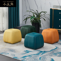 Light luxury leather changing shoe stool low stool sofa stool pedal home door creative leather stool minimalist modern Nordic stool