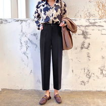 Professional suit pants female straight barrel loose spring autumn high waist drop feeling thin large size nine points frontal face test Harun pants