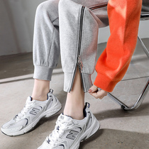 Gray porks female spring and autumn thin and loose feet big size fat mm thin Harunwei pants in the tide