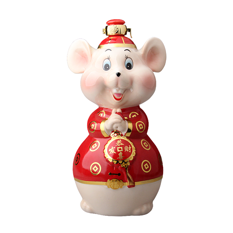 An empty bottle jingdezhen new colored enamel rat ceramic 1 catty 3 kg 5 jins of creative decoration hip mercifully jars