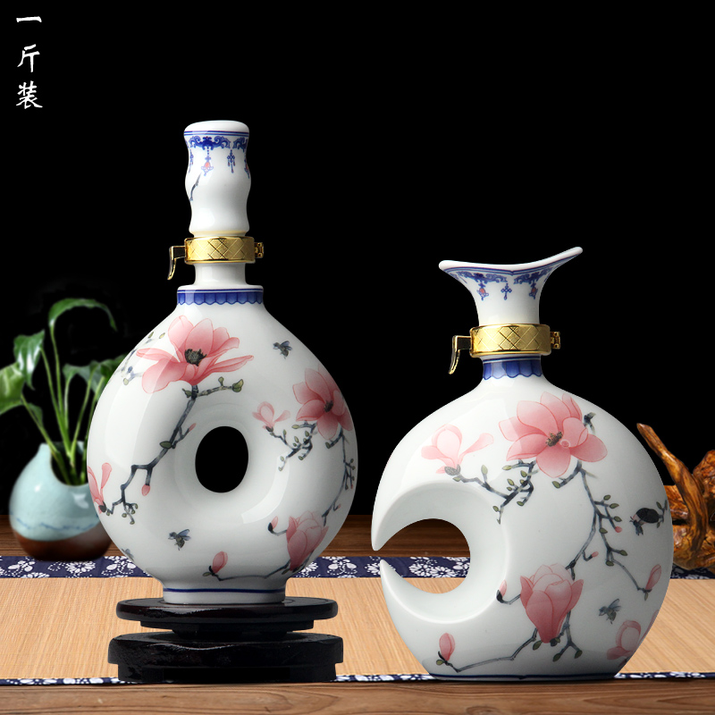 Jingdezhen ceramic bottle wine jar 1 catty outfit a kilo of creative bottle of liquor bottles of decorative furnishing articles