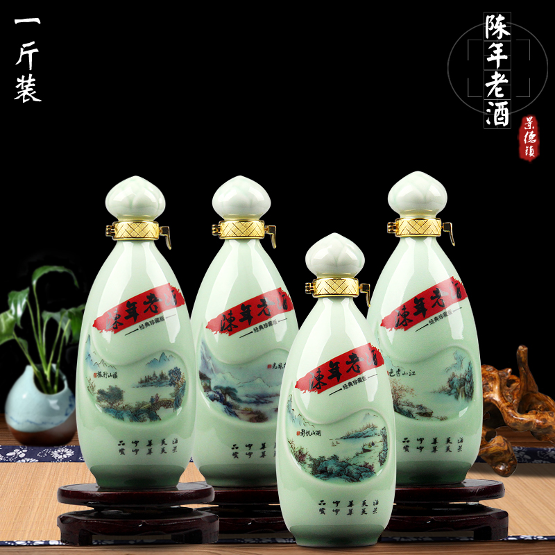 Jingdezhen 1 catty the an empty bottle with ceramic sealed jar home wine a pot jin suit wine jugs