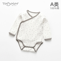 Boneless spring and autumn thin newborn long-sleeved pajamas baby triangle ha clothes pure cotton baby Autumn Autumn