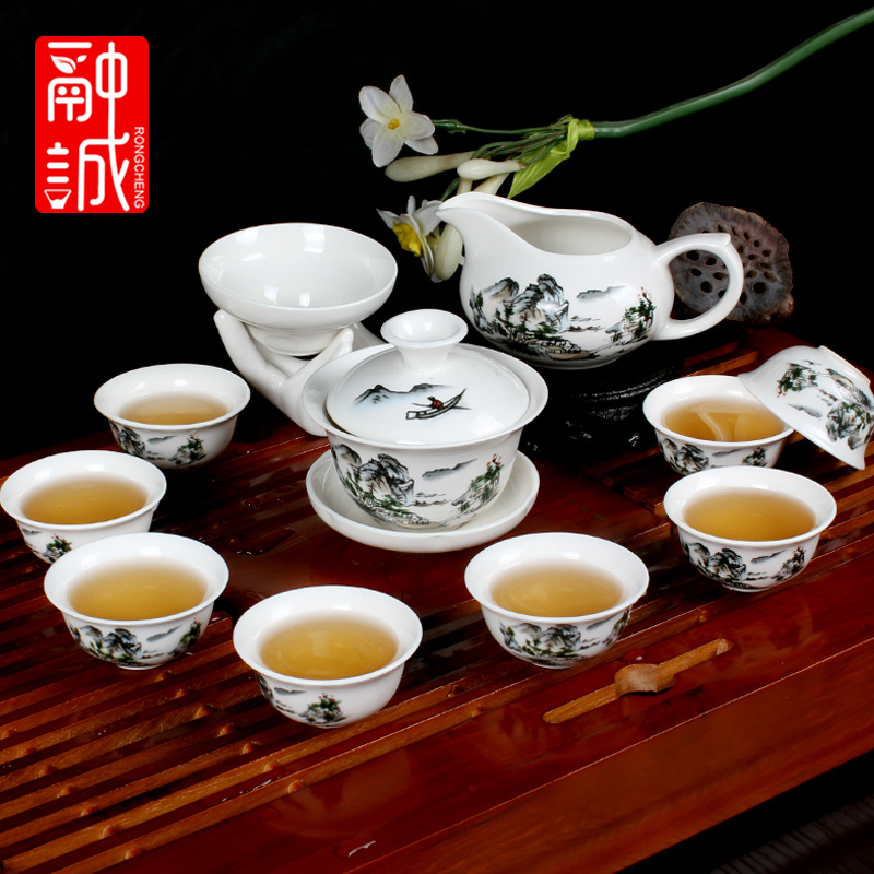 Melting cheng kung fu tea tea sets tea service of a complete set of ceramics with tea tray household porcelain cups set on sale