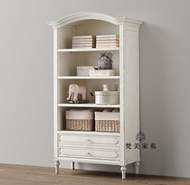 American solid wood bookshelf Multi-layer storage cabinet bookcase French Oak vintage old childrens bookcase