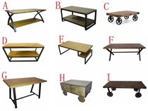 Customized modern simple solid wood iron tea table creative old rectangular small coffee table TV cabinet tea table