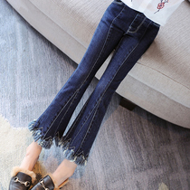 Girls autumn and winter plus velvet bell pants children jeans foreign girl long pants 2020 Spring and Autumn elastic pants