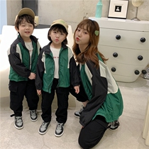 Different parent-child clothing 2021 new spring and autumn long sleeve color coat foreign style family three Korean parent-child clothing