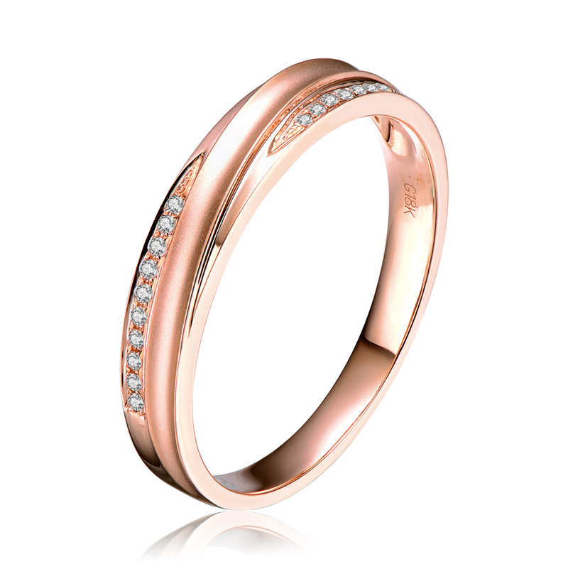 金大福珠宝18k玫瑰金钻石戒指 群镶情侣对戒钻戒排钻