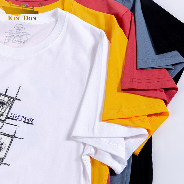 Golden Shield men's short-sleeved t-shirt dress tide brand men's summer fashion short-sleeve white cotton loose round neck compassionate Golden Shield men's short-sleeved t-shirt dress tide brand men's summer fashion short-sleeve white cotton loose round neck compassionate