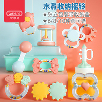 Bainshi baby teether hand rattle Baby 0-1 year old toy 6-12 months 3 soft glue can be gnawed and boiled