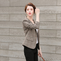 Plaid small suit womens coat spring and autumn 2021 popular new slim high waist small fragrant wind slim suit coat