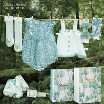 Hong Kong Spring and Autumn Summer Newborn Gift Box Baby Girl Suit Hundred Days Baby Clothes Princess Full Moon Gift