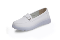 Lienzhino nurse shoes non-slip jelly sole breathable leather mom single shoes spring and autumn comfortable and durable wedge heel work shoes