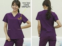 Lienzhino pure cotton Korean version of hand washing clothes surgical clothes brush hand clothes oral pharmacy doctors overalls suit V-neck