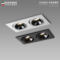 Double head spot light led embedded ceiling light Household living room without main light Bedroom rectangular downlight Bold light