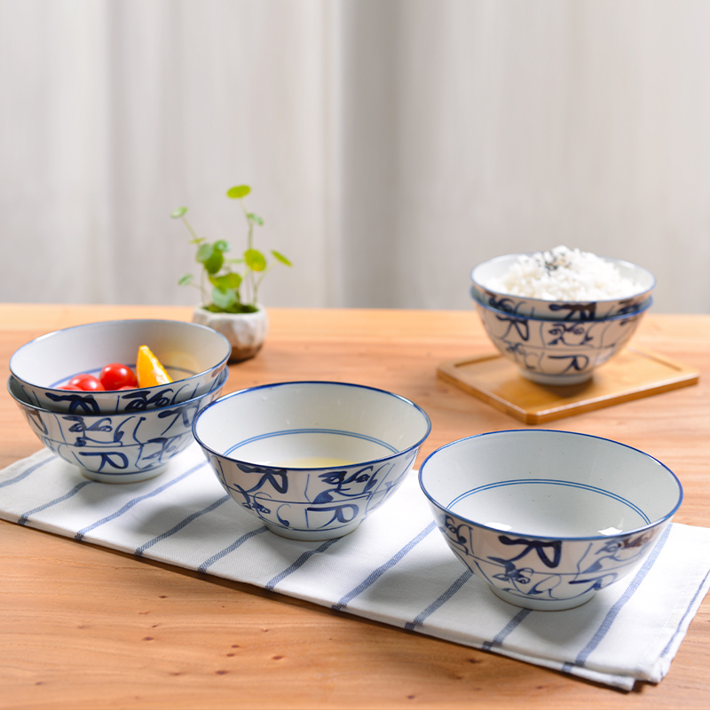 Jingdezhen blue and white porcelain bowls hand - made tableware to eat rice bowl household suit dish dish dish dish under the glaze color to use of tableware