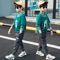 Boys' clothing suit spring autumn season 2021 new sports two-piece set for big and medium children casual korean style trendy