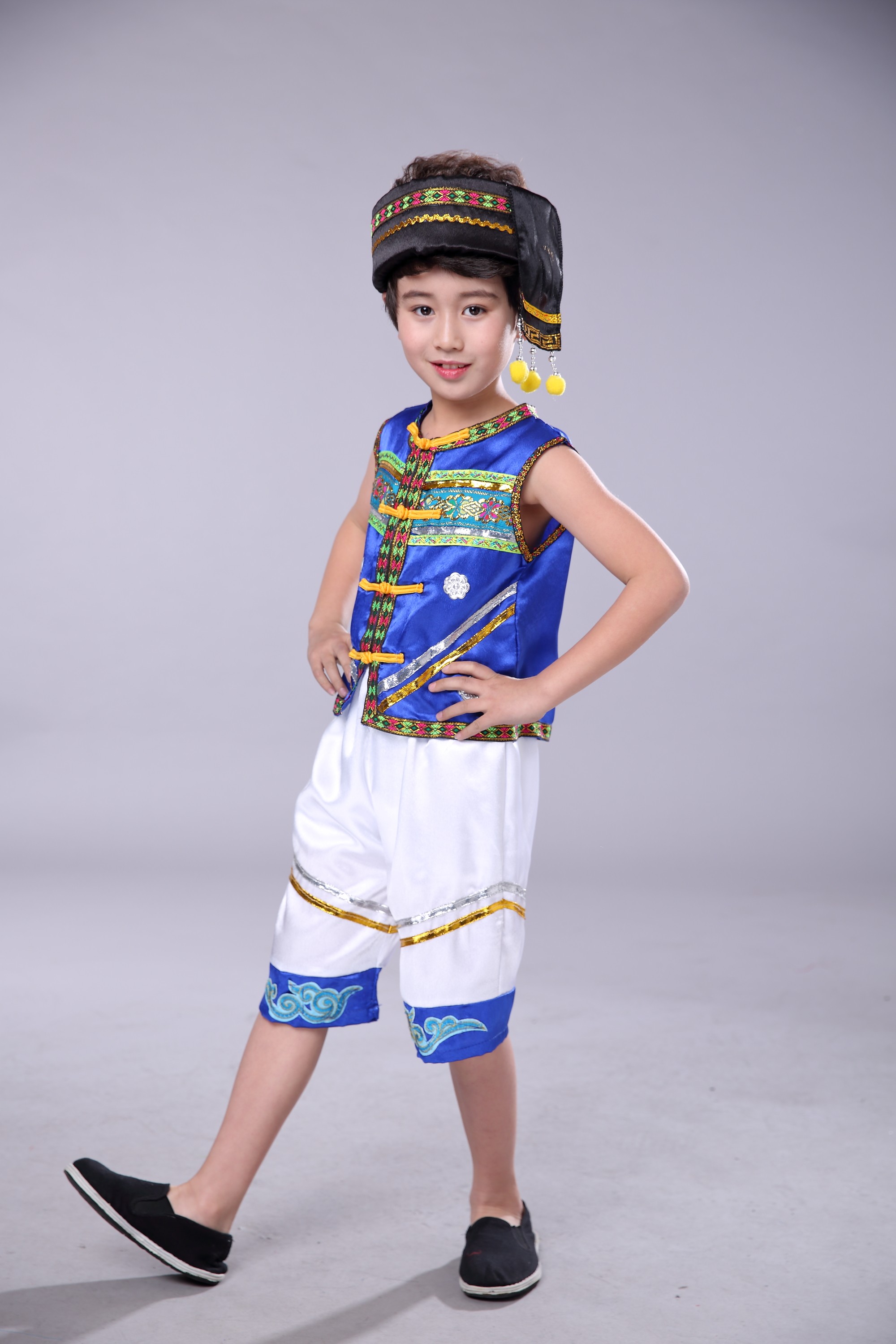 新款儿童苗族演出服幼儿园表演服少数民族三月三服装傣族壮族土家