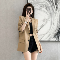 Card its color casual suit jacket 2022 new spring and autumn in Korean version fashion small child curry suit woman blouse