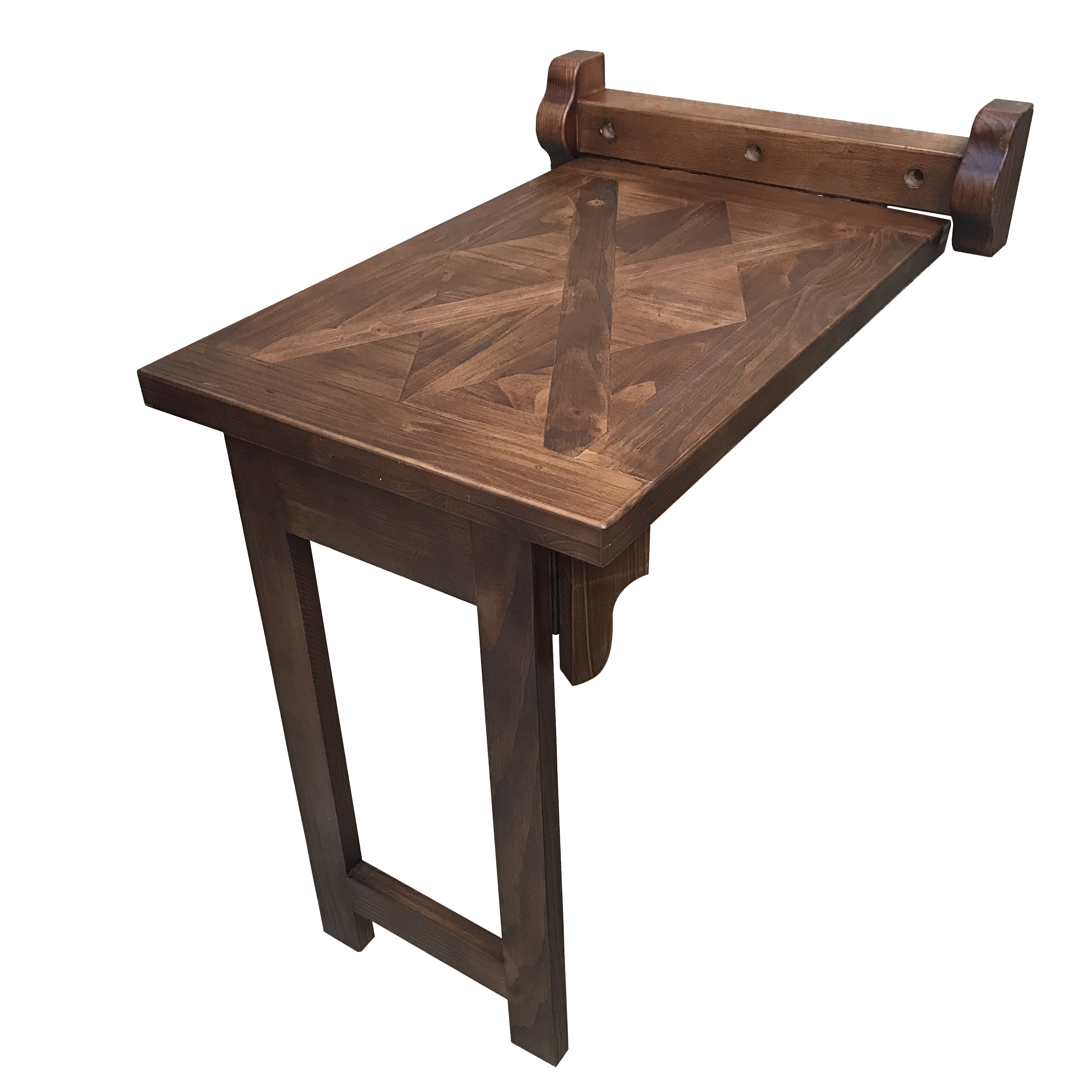 美式家具复古实木笔记本餐桌小户型北欧原木伸缩可折叠壁挂小桌子