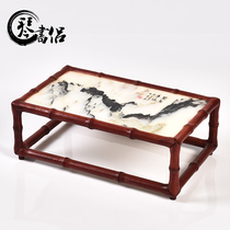 Qin Shu with red sour branches inlaid with marble rectangular flower bonsai base stone base Buddha statue base fish tank base