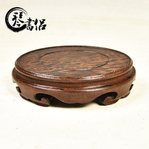 Qinshu Rosewood base chicken wing Wood A flower pot vase purple sand pot base solid wood whole carving base