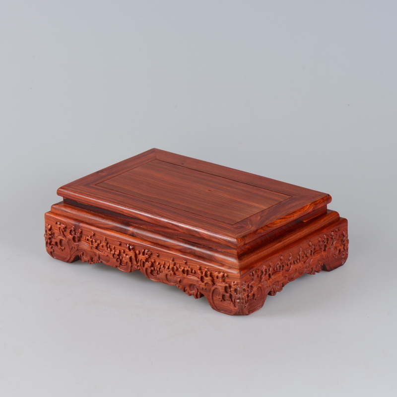 Red wingceltis rectangular stone Buddha statues carved mahogany base the duke guan flowers miniascape furnishing articles base solid wood square