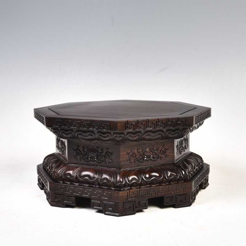 Redwood base for Buddha furnishing articles heightening anise wood stone lotus jade Buddha guanyin kong base