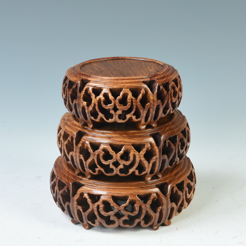 Redwood base rosewood carving clouds, what round base solid wood vases, incense burners are it tea base