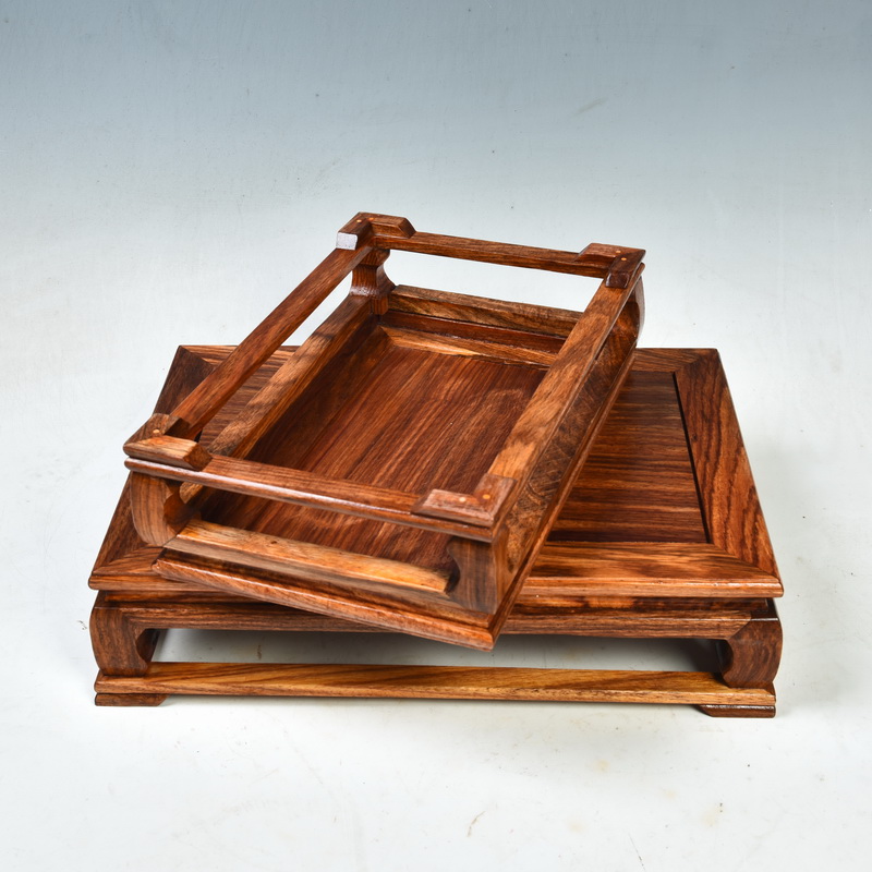 Redwood base rectangle rosewood carving bright type handicraft furnishing articles base miniascape base planter base solid wood