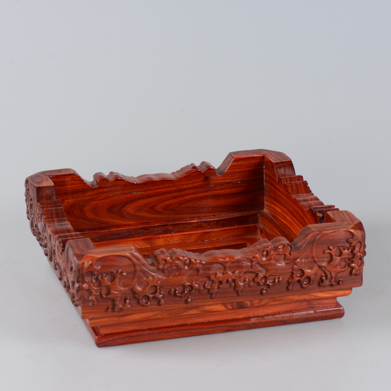 Red wingceltis rectangular stone Buddha statues carved mahogany base the duke guan flowers miniascape furnishing articles base solid wood square