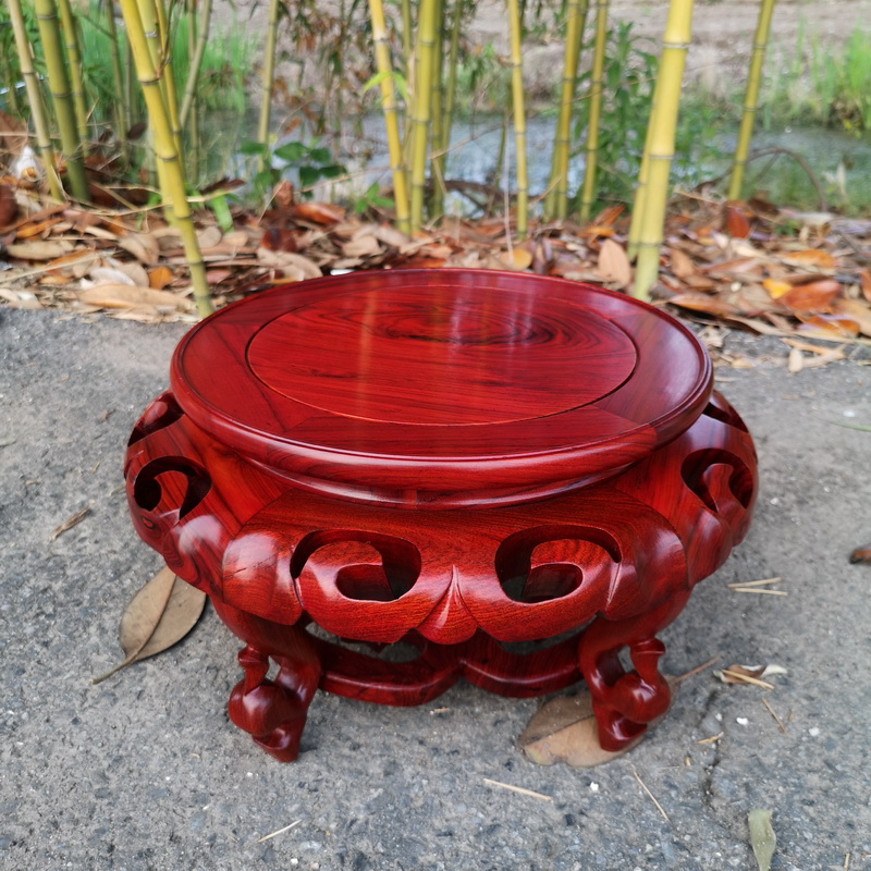 Chinese flowering crabapple red wingceltis woodcarving several aquarium vase base rounded bonsai solid wooden tap home furnishing articles padding