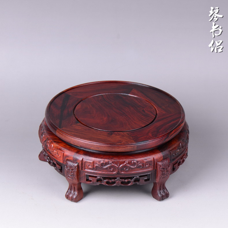 Pianology picking red rosewood carving round tiger foot base vase base aquarium furnishing articles of handicraft base