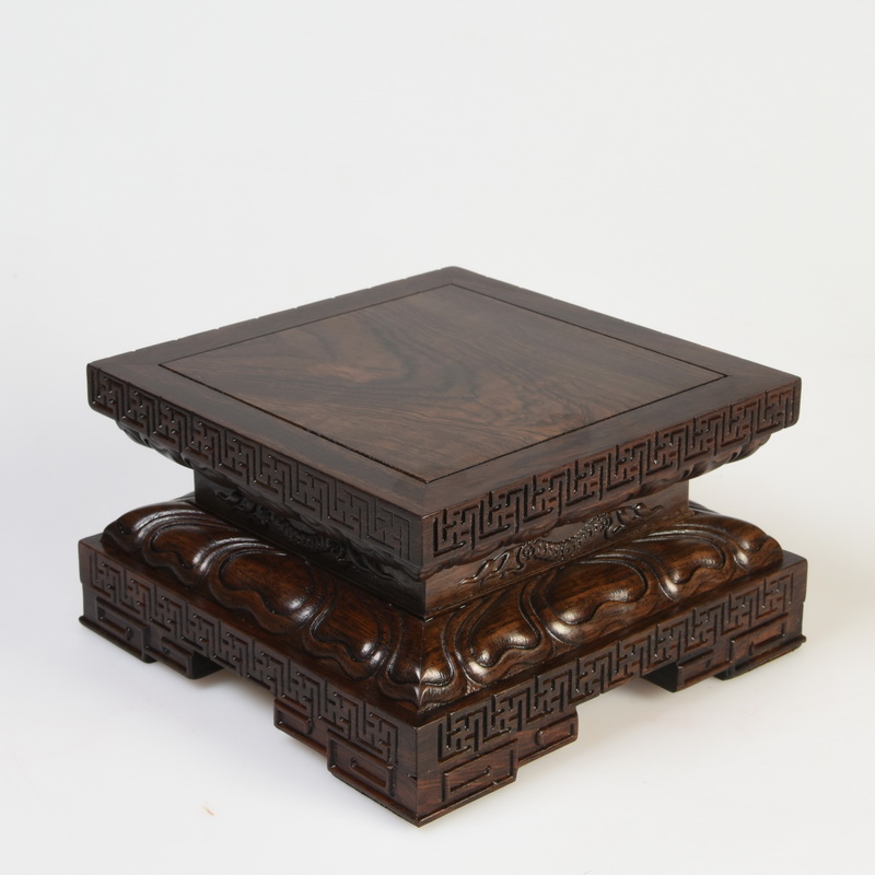 Ebony wood carving crafts, stone base of real wood of Buddha lotus pedestal base rectangular planter base