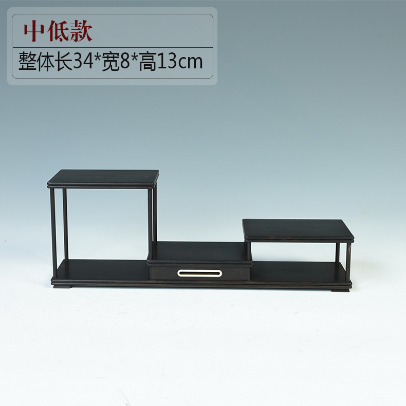 Ebony wood carving handicraft purple light tan, small rich ancient frame tea set solid wood much treasure cabinet jewelry pendulum stone base
