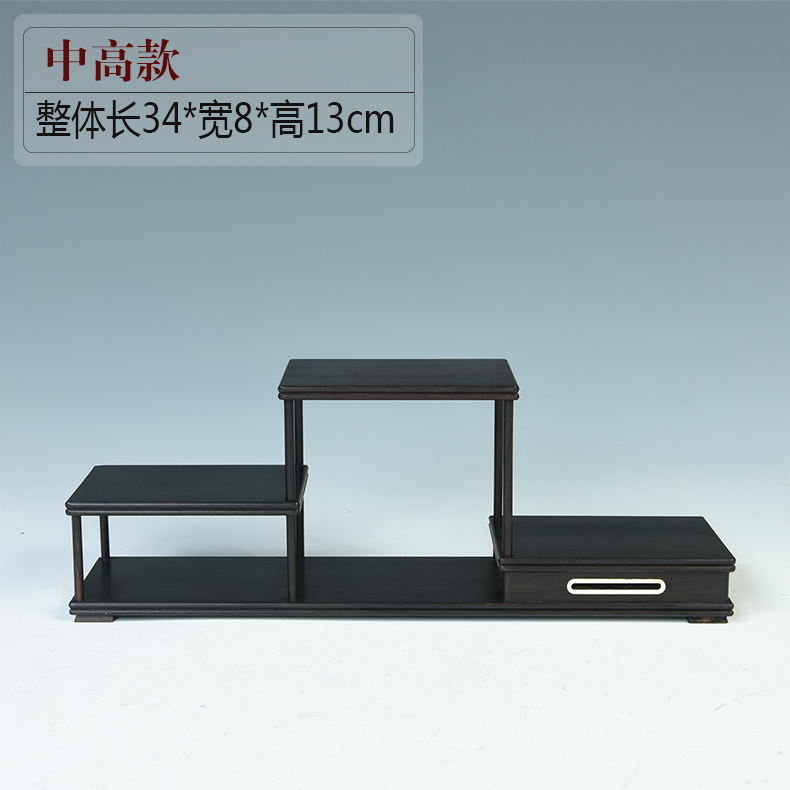 Ebony wood carving handicraft purple light tan, small rich ancient frame tea set solid wood much treasure cabinet jewelry pendulum stone base