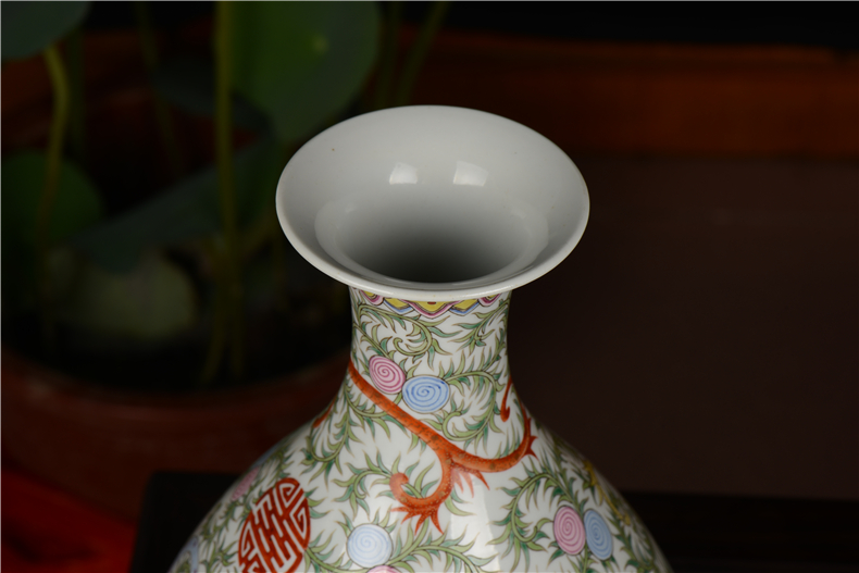 Pianology picking jingdezhen hand - made antique porcelain vases, home furnishing articles ssangyong grain grass dragon okho spring bottle