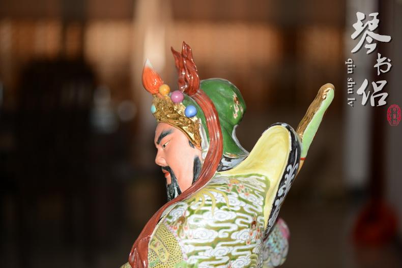 Pianology picking furnishing articles of jingdezhen porcelain industry Arthur yeung its hand - made guan yu wu guan gong 92 cm high