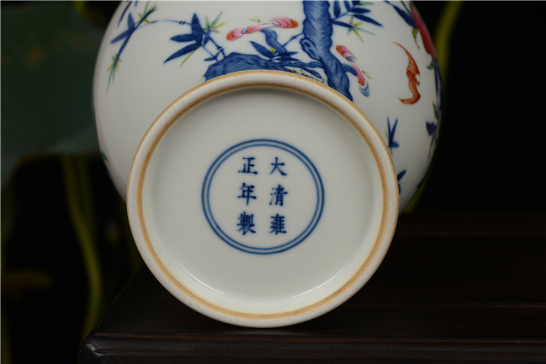 Pianology picking jingdezhen hand - made antique blue - and - white porcelain vases furnishing articles yongzheng add peach bats olive jar