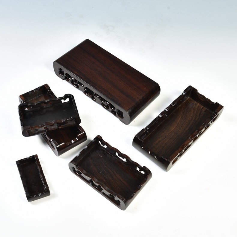 Ebony wood carving handicraft base solid wood stone base of jade seal base it wooden tea service base