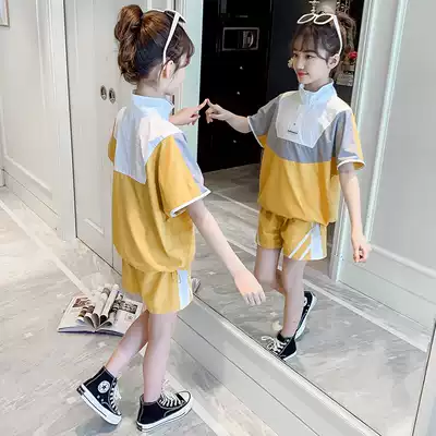 Girls set summer Korean version 2021 New Net Red fashion children Foreign style leisure children sports two-piece set